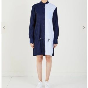 PUBLIC SCHOOL Masika Drawstring Colorblocked Button-Front Navy Shirt Dress Sz. 4
